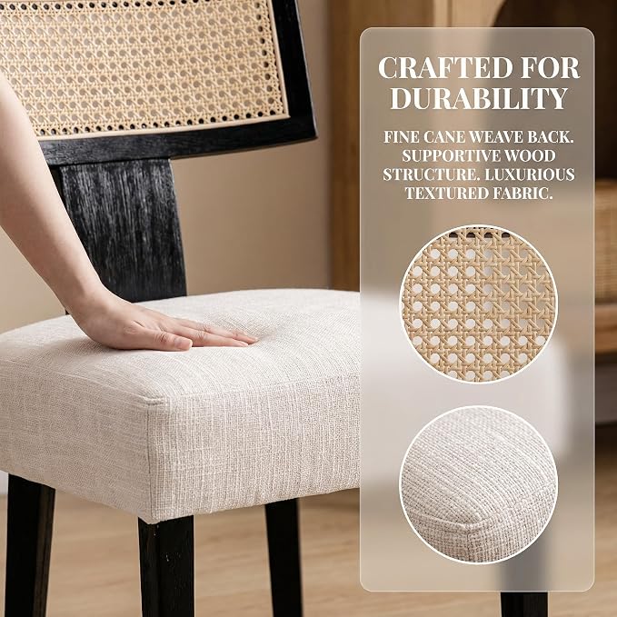 VESCASA Linen Upholstered Dining Chairs - Image 3