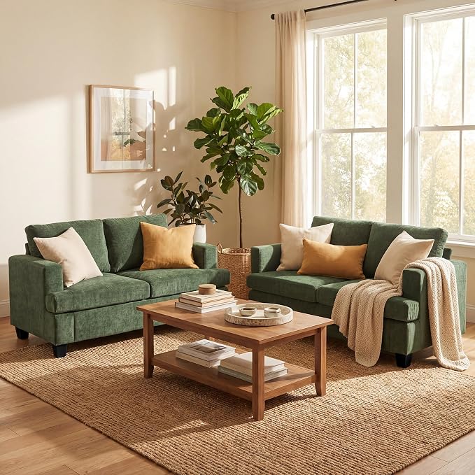 YOUDENOVA 2 Piece Set Comfy Sofa Couch, Loveseat Sofa * 2 by YOUDENOVA