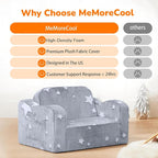 MeMoreCool Glowing Star Kids Chair, 2-in-1 Foldable Kids Couch - Image 6