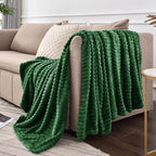 BEDELITE Ribbed Jacquard Dark Green Blankets Queen Size - Image 9