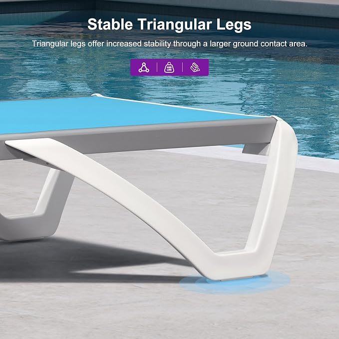 PURPLE LEAF Patio Chaise Lounge Chair Outside Aluminum Plastic Stackable - Image 7