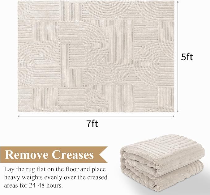 Pauwer 5x7 Area Rugs for Living Room, Modern Non Slip Washable Rug, Soft Fluffy - Image 2