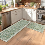 Yamaziot 2x3+2x5Ft Washable Kitchen Rug Set of 2 Non Slip, Sage Green | Soft - Image 3