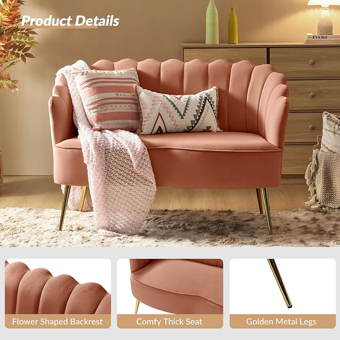 HULALA HOME Modern Velvet Loveseat Sofa - Image 4