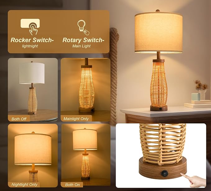 OYEARS 28" Table Lamps Set of 2 - Image 3