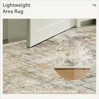 Soalmost Abstract Area Rug 6x9 for Living Room Washable Rugs Orange/Brown | - Image 7