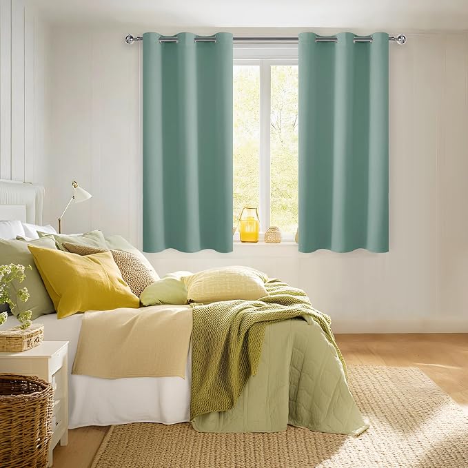 Blackout Curtains for Bedroom, Sage Green, 42 x 45 Inch, 2 Panels | Thermal - Image 6