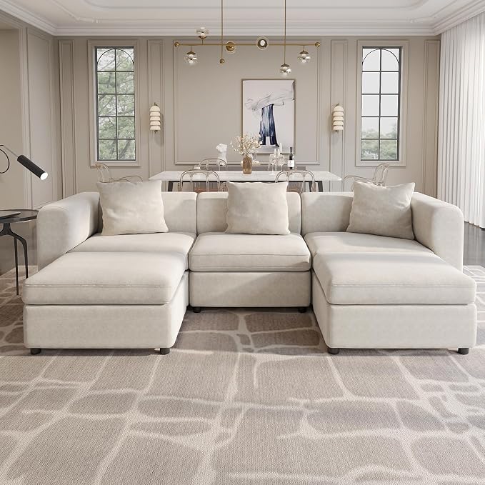 Guyii Velvet Sectional Sofa, 173.23" L Oversized 5-Seat Convertible Couch by Guyii