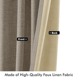 MIULEE 100% Blackout Linen Curtains 42 x 72 Inch Faux Linen 2 Panels | Thermal - Image 6