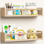 upsimples 2 Pack Nursery Book Shelves, 15.7 Inch Floating Bookshelves by upsimples