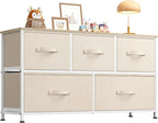 WLIVE Dresser for Bedroom with 5 Drawers, Wide Chest of Drawers, Fabric Dresser by WLIVE