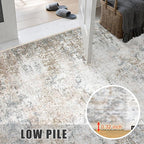 Round Area Rug Living Room: 5 ft Modern Washable Carpet Brown | - Image 7