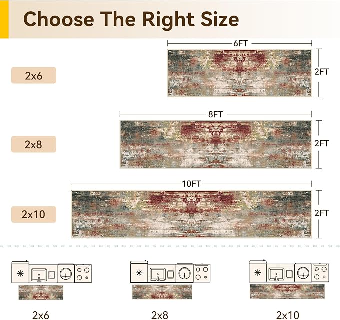 RELEANY Washable Runner 2'x10' Abstract Area Rug - Image 2