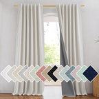 NICETOWN 100% Blackout Linen Curtains 90 inches Length by NICETOWN
