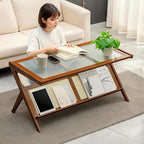Boho-Inspired Rustic Brown Rattan Coffee Table – Mid Century Modern Style - Image 6