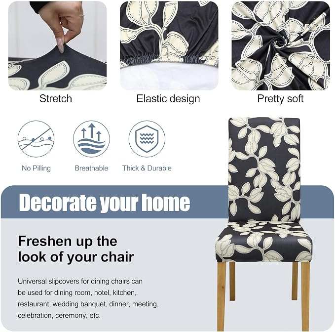 BIETYONE Stretch Dining Chair Covers Set of 4, Soft Removable Washable Kitchen - Image 3