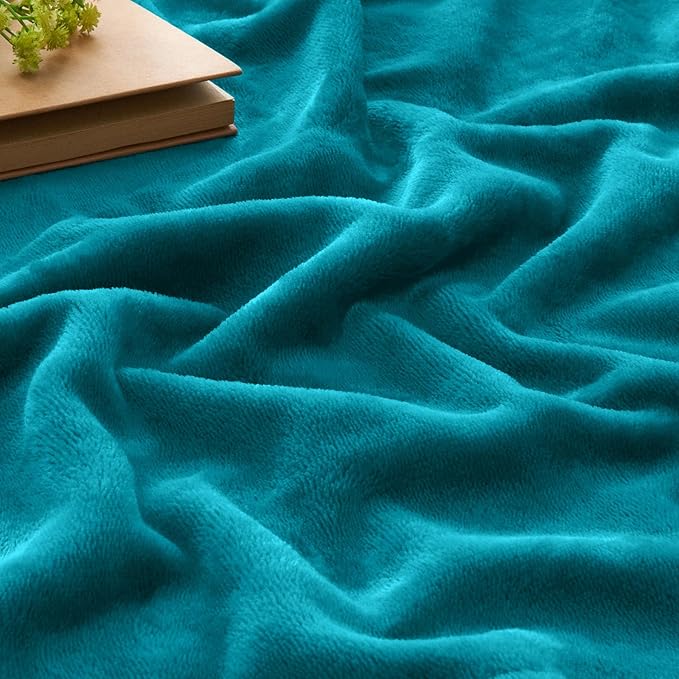 BEDELITE Fleece Blanket Soft Plush Twin Size Blanket Teal Blue 60"x80" | Ultra - Image 4
