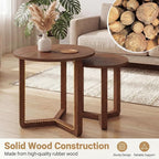 Tangkula Round Nesting Coffee Table Set of 2, Farmhouse End Tables - Image 6