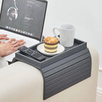 GEHE Bamboo Sofa Arm Tray, Foldable Couch Arm Tray Side Table, Anti-Falling - Image 8
