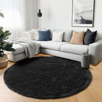 Black Round Area Rugs 6ft, Ultra Soft Bedroom Circle Rug - Image 5