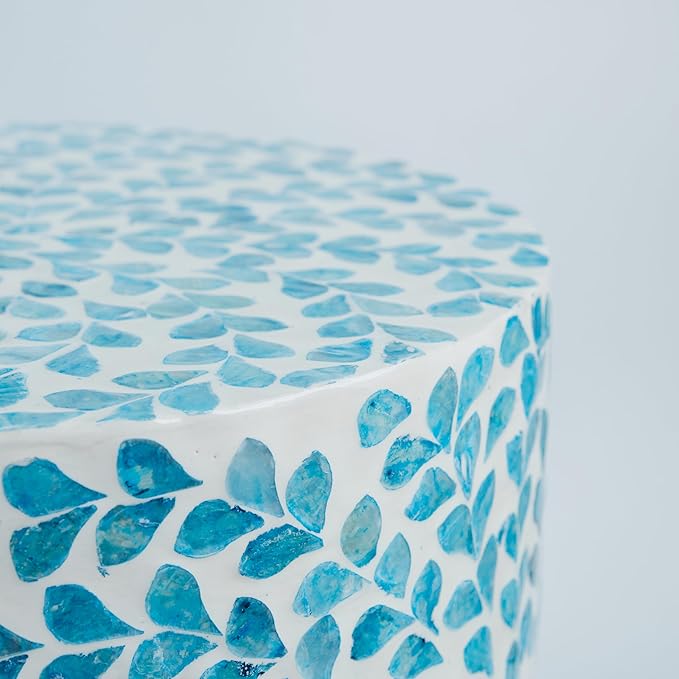 PEMAR Mother of Pearl Inlaid Cylinder Drum End Table Nacre Capiz Shell Side - Image 5