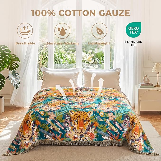 LUTBM Throw Blanket for Couch Sofa Soft Cotton Summer Blankets for Bedroom - Image 3