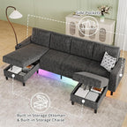 Sectional Couches for Living Room, 6-Seats Soft Linen Fabric Sectional Sofa - Image 5