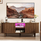 TV Console with Power Outlet-55 Entertainment Center with Sliding Tambour Door by Curlaky