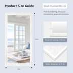 Tanmicoshomy 24 x 47 Inch White Rectangle Wall Mirror, Natual Shell Framed - Image 3