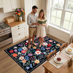 PLHXFR Area Rug Living Room: 3x5 Floral Washable Boho Soft Carpet Black | - Image 3