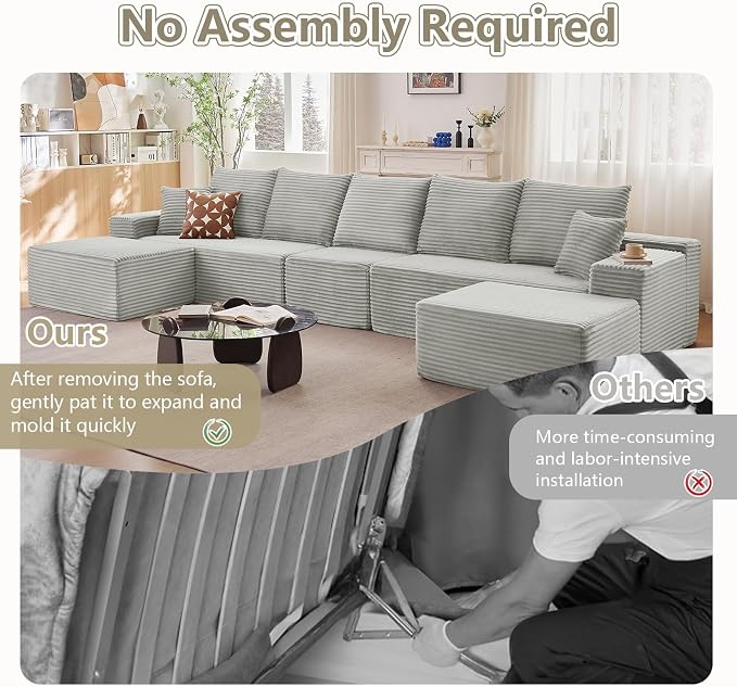 167.7" Sectional Cloud Couch for Living Room, Modular Floor Deep-Seat Sofa - Image 3