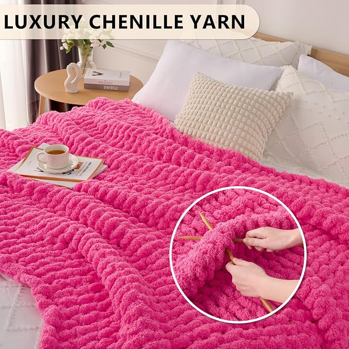 L'AGRATY Chunky Knit Throw Blanket - Image 3