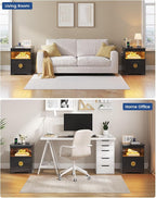 Nightstands Set of 2 with Gun Drawer, Bedside Table with 3-Color LED Lights & - Image 9