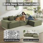 119'' Modular L-Shaped Boneless Sectional, Corduroy Deep Seat Cloud Sectional - Image 3