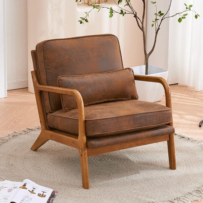 VINGLI Cozy Living Room Chairs, Microfiber Rustic Accent Chairs Set of 2 - Image 7