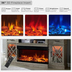 OKD 3-Sided Glass Farmhouse Fireplace TV Stand - Image 4