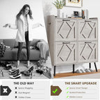Nicetree Shoe Cabinet with 4 Flip Drawers, Freestanding Shoe Organizer Cabinet - Image 8