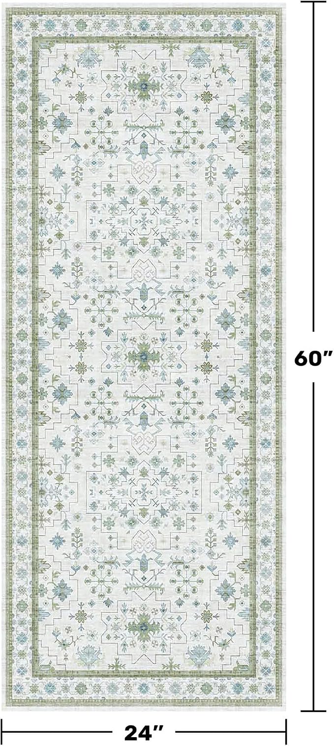 Washable Oushak Bathroom Runner Rug 2x5 - Image 2