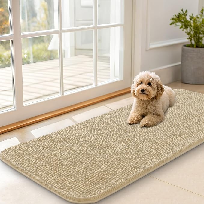 OLANLY Dog Door Mat for Muddy Paws 47x20, Super Absorbent Chenille Mud Mat | by OLANLY