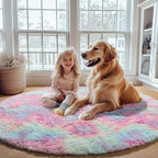Rainbow Round Rugs 6ft for Living Room Bedroom, Fluffy Circle Area Rug for Kids - Image 5