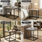CENSI Modern Square End Table, Extra Thick 1.6" Wood Top & Metal Frame - Image 8