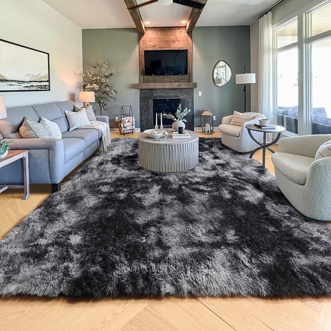 Area Rugs 9x12 Living Room, Large Dark Grey Shag Rugs - Image 5