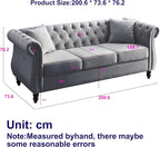 80" Chesterfield Loveseat Velvet Sofa - Image 2