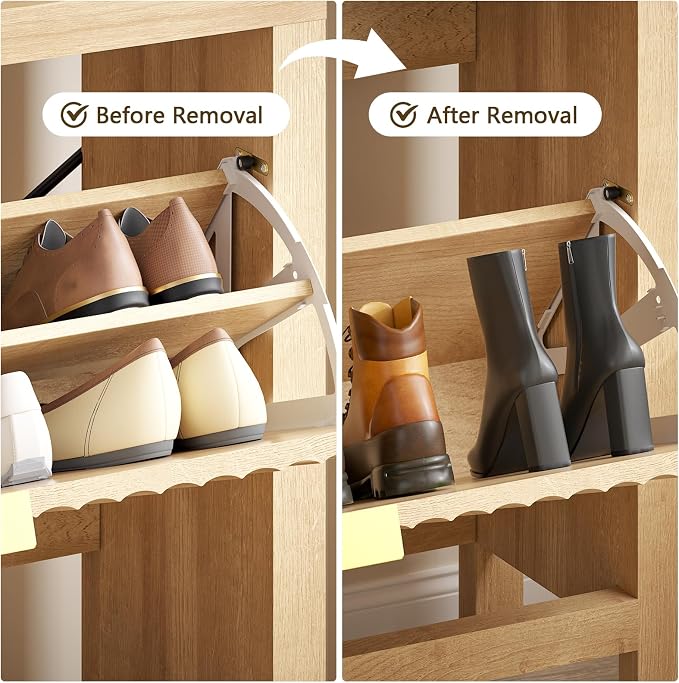YOMILUVE Shoe Cabinet Storage for Entryway, Fluted Shoe Cabinet - Image 5