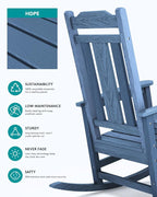SERWALL Oversized Outdoor Rocking Chair Set of 2, All Weather Patio Rocking - Image 6