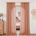 Terracotta Linen Curtains 80 inch Length 2 Panels by LAMIT