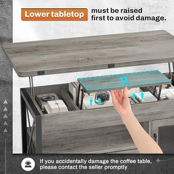 Itaar 40" Lift Top Coffee Table, 4 in 1 Coffee Tables - Image 6