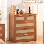 LEYAOYAO Rattan Dresser for Bedroom Set of 2, 33.5" Tall Chest of Drawers - Image 4