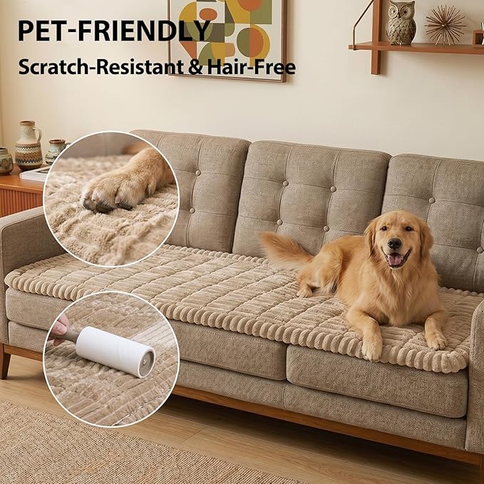 Fixwal Waterproof Flannel Dog Couch Cover, 27.6" x 27.6", Coffee | Integrated - Image 6