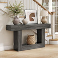 LITTLE TREE 63 Inches Long Console Table, 2-Tier Farmhouse Sofa Table Behind by LITTLETREE